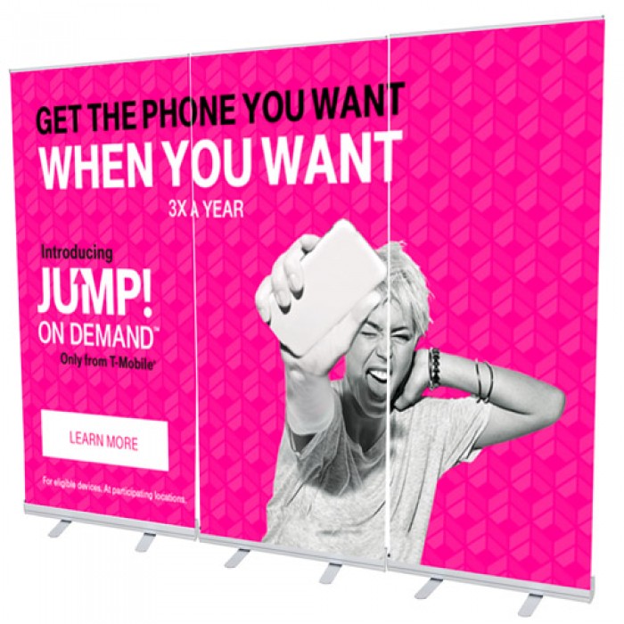 RETRACTABLE ROLL UP WALL DISPLAY SHOWCASE KIT - 3 STAND