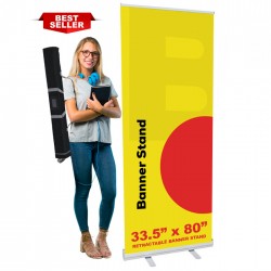 33.5 x 80 Economy Retractable Banner Stand & Graphic Print